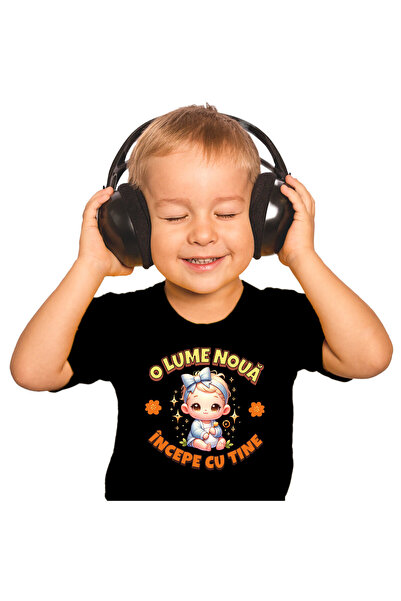 StoryGift Romania Tricou Copii cu Copil Bebe Fata Cu Funda, Familie Nou-Nascu...