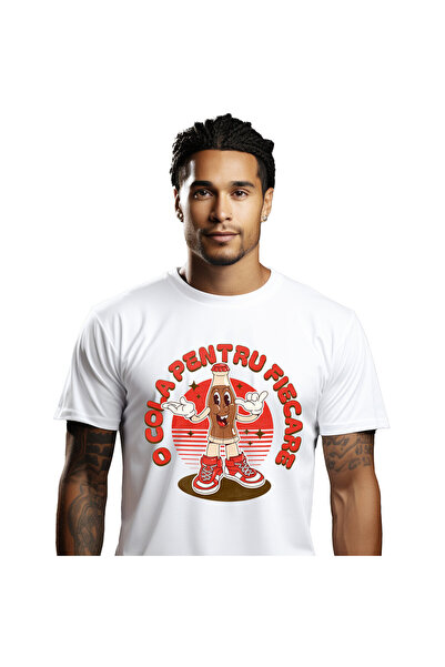 StoryGift Romania Tricou Barbati cu Sticla De Suc Vesela Cu adidasi Rosii, Pe...