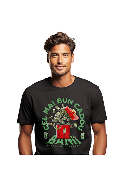 StoryGift Romania Tricou Barbati cu Cutie Rosie Cel Mai Bun Cadou Bani Bancno...