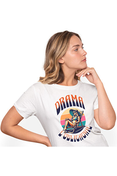 StoryGift Romania Tricou Femei cu Femeie Pe sezlong Cu palarie Si Ochelari De Soare, vacanta Relax,White_S