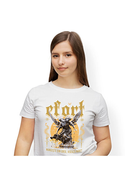 StoryGift Romania Tricou Femei cu Statuie Cu Doua Capete Cu Aripi De Inger, A...