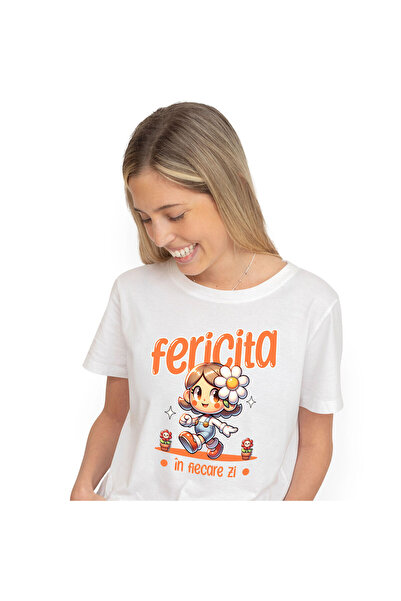 StoryGift Romania Tricou Femei cu Fata Vesela animata Cu Floare fata Fericita...