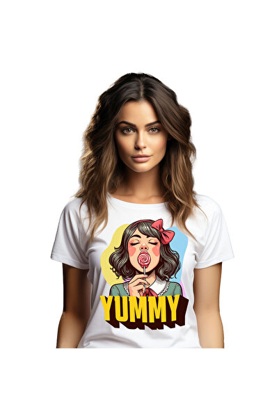 StoryGift Romania Tricou Femei cu Fata Bruneta cu Funda Si Acadea Rosie Yummy...