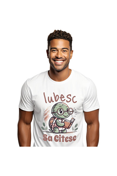 StoryGift Romania Tricou Barbati cu Broasca testoasa Cu carte Inteligenta Si ...