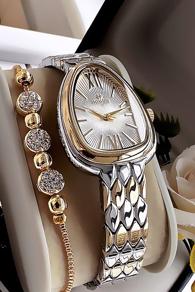 Homies Special Boxed Women Wrist Watch 3 Atm Waterproof Gold Color Steel Cord Wristband Hmb3001C2