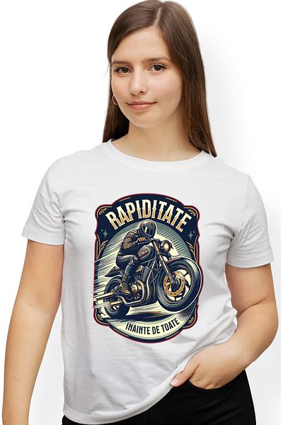StoryGift Romania Tricou Femei rapiditate barbat pee motor viteza adrenalina cu imprimeu pe Fata, WHT_S