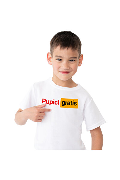 StoryGift Romania Tricou Copii cu Logo Haios Rosu Galben Text Iubire Pupici G...