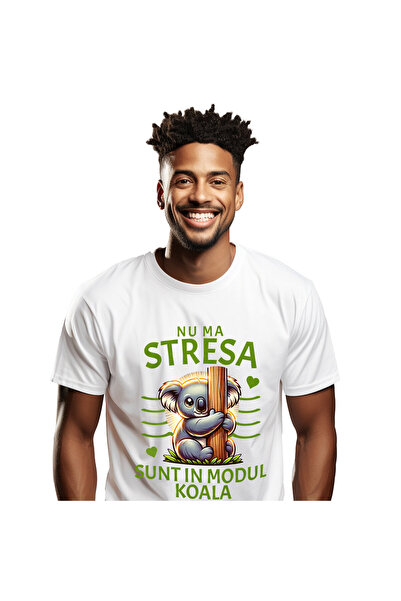 StoryGift Romania Tricou Barbati cu Urs Koala Timid Ascuns Dupa Trunchi Copac...