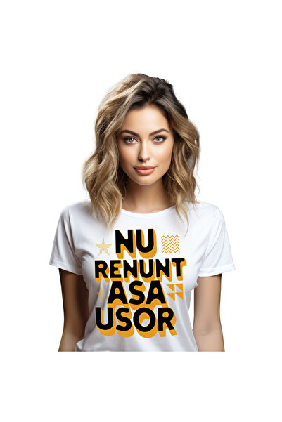 StoryGift Romania Tricou Femei cu Mesaj Motivational Nu Renunta Asa Usor, Mun...