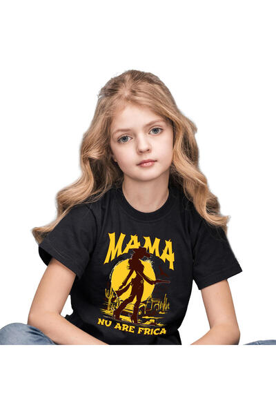 StoryGift Romania Tricou Copii cu Silueta Feminina Cowgirl In Mediul Salbatic...