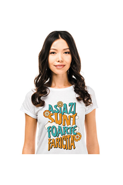 StoryGift Romania Tricou Femei cu Mesaj Inspiratioal Femeie Flori Colorate Az...