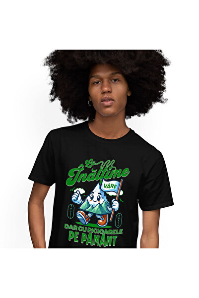 StoryGift Romania Tricou Barbati cu Animatie varf De Munte Vesel Cu Steag Alb...