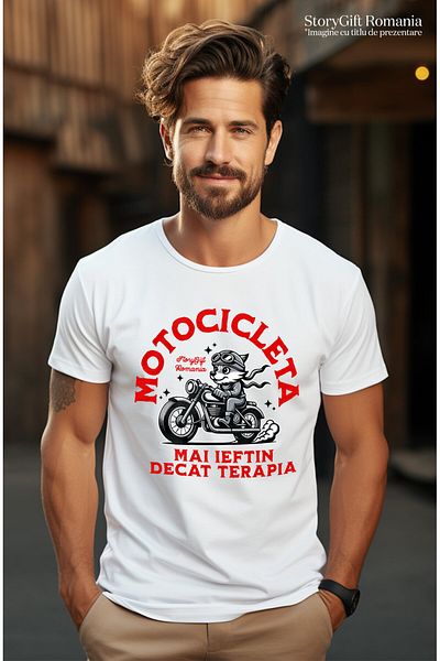 StoryGift Romania Tricou Barbati cu Vulpe Pe Motor Vintige Clasic Motociclista Pasiune Viteza Mesa,White_S