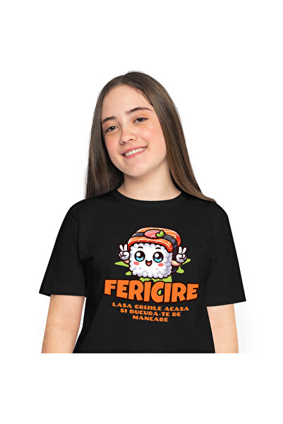 StoryGift Romania Tricou Femei cu Sushi Vesel Cu Semnul Pace, Mancare Fast Fo...