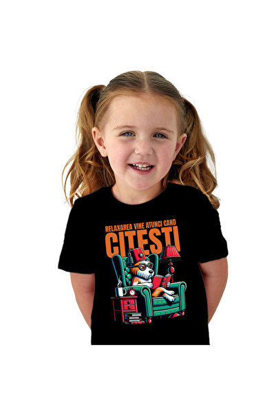 StoryGift Romania Tricou Copii cu Caine Intelectual citind Reaxare Vine Cand ...