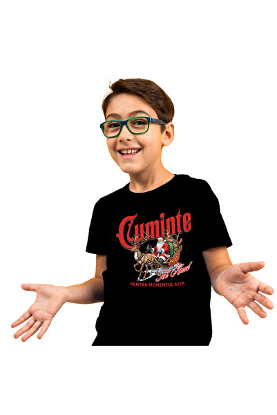 StoryGift Romania Tricou Copii cu Sania lui Mos Craciun Trasa De Ren, Cadouri...