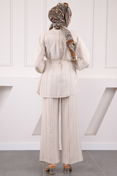 İmajButik Πουκάμισο Mink Λινά Σετ με Παντελόνι