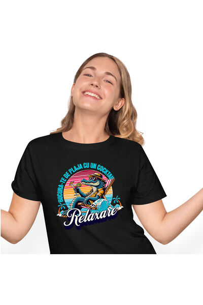 StoryGift Romania Tricou Femei cu Crocodil Cu Palarie Si Ochelari De Soare Pe...