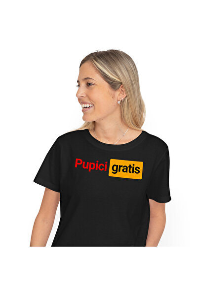 StoryGift Romania Tricou Femei cu Logo Haios Rosu Galben Text Iubire Pupici G...