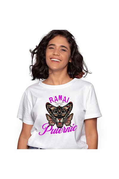 StoryGift Romania Women's T-Shirt Angry Tiger With Butterfly Wings Motivational, Power, Animal, White_XL