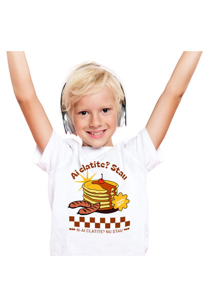 StoryGift Romania Tricou Copii cu Turn Clatite Cu Aroma Si Cireasa Dulciuri C...