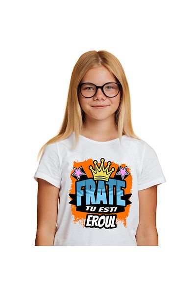 StoryGift Romania Tricou Copii cu Coroana Regala Stil Graffiti, Animat, Copii, Familie, Fericire c,White_10ANI