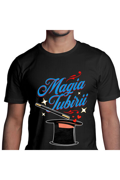 StoryGift Romania Tricou Barbati cu Palarie De Magician cu Bagheta, Inimioare...