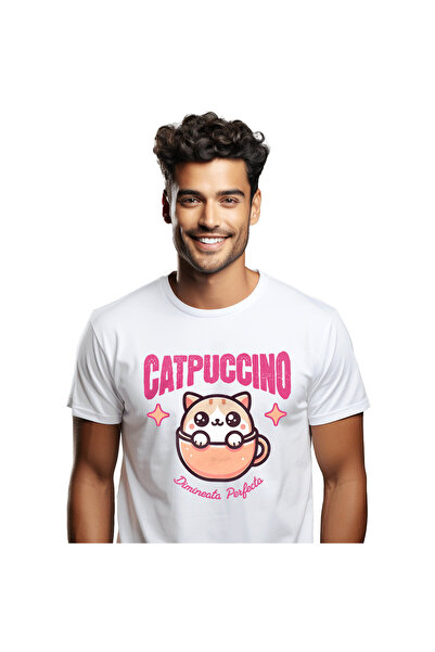 StoryGift Romania Tricou Barbati cu Pisica Pufoasa Cana Cafea, Animal Blanos ...