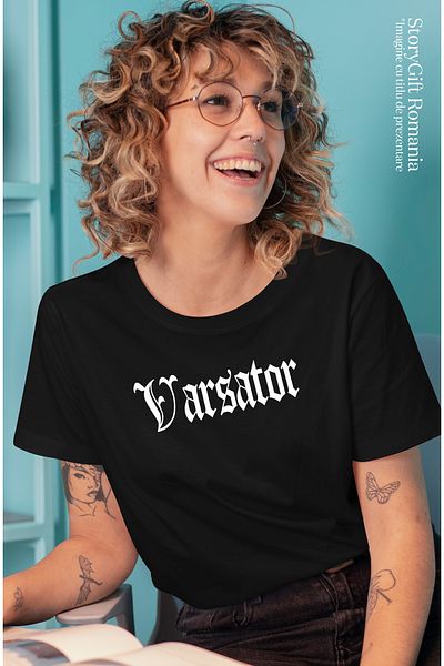 StoryGift Romania Tricou Femei Varsator, Mesaj Motivational, Cuvant, Text Inspirational, Self Care Blk_l