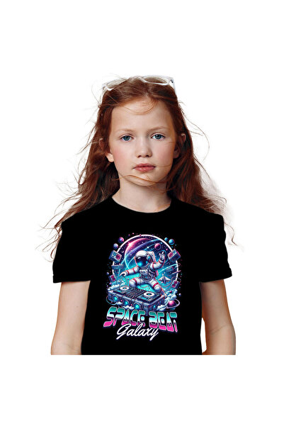 StoryGift Romania Tricou Copii cu Astronaut In Spatiu Petrecere Muzica Dj, Di...