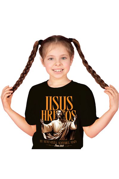 StoryGift Romania Tricou Copii cu Iisus Hristos Statuie Rugandu-se La cer Dumnezeu Religie paste S,Black_12ANI