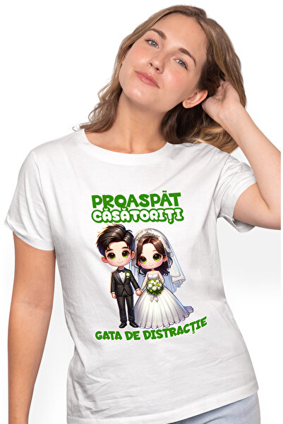 StoryGift Romania Tricou Femei Proaspat casatoriti, gata de distractie, famil...