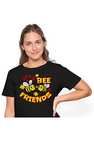 StoryGift Romania Tricou Femei cu Pereche Albine Vesele Prieteni Iubire Flori...