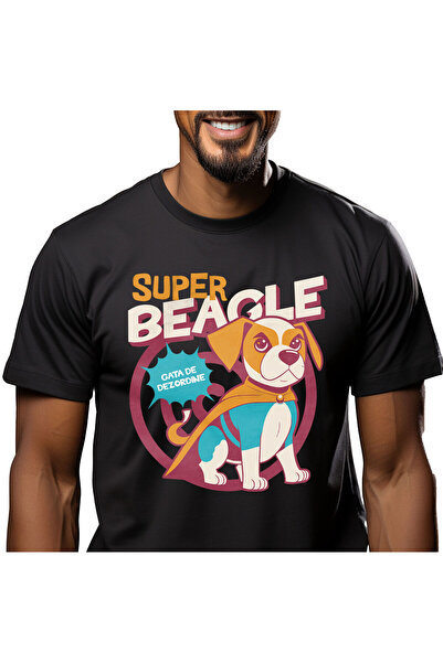 StoryGift Romania Tricou Barbati cu Caine Cu Pelerina De Super Erou Colorata,...