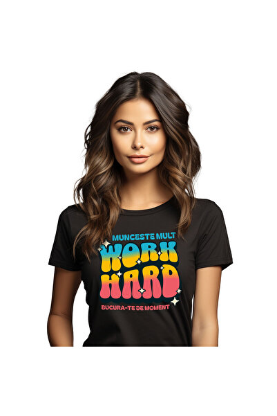 StoryGift Romania Tricou Femei cu Mesaj Colorat Multicolor Stele Stralucitoar...