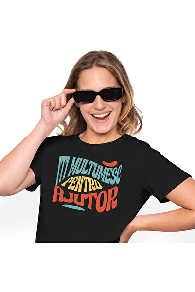 StoryGift Romania Tricou Femei cu Mesaj Colorat Cu Stil Valurile Marii Multic...