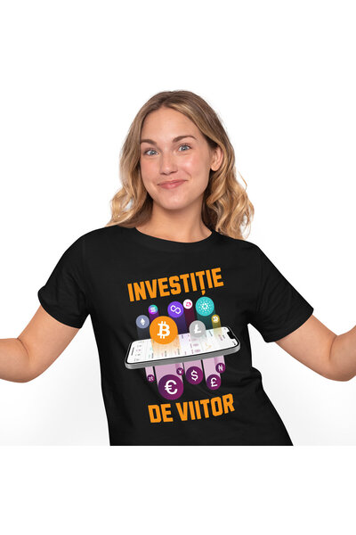 StoryGift Romania Tricou Femei cu Telefon Mobil cu Criptomonede Bitcoin, Inve...