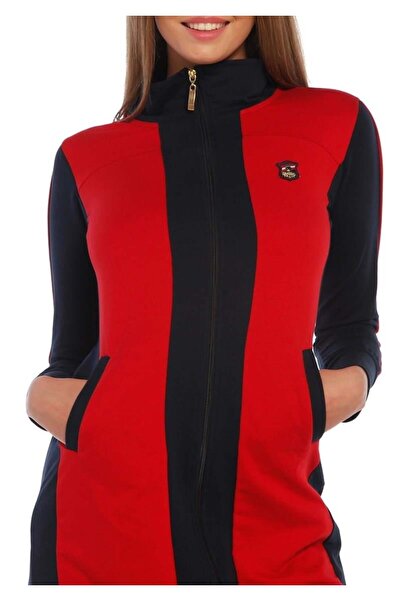 DÖPİYES Fermuarlı Renk Bloklu Uzun Tesettür Eşofman Takımı