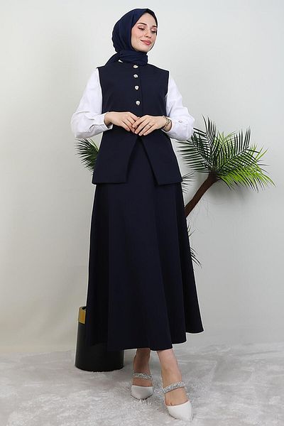 GİYZAMİLA Διπλό Σετ Bella με Φούστα Navy Blue