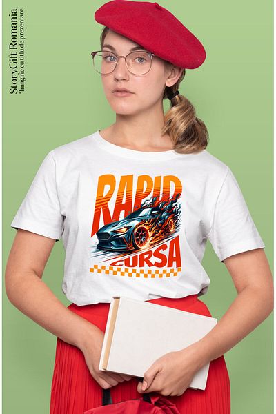 StoryGift Romania Tricou Femei cu Masina Neagra Supereroi Personaje In Flacari Iubitorii De Viteza,White_XL
