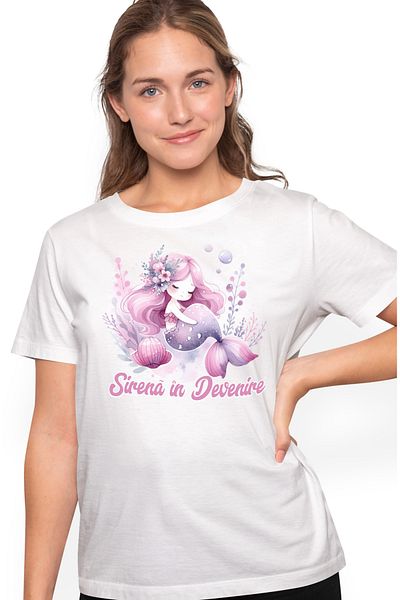 StoryGift Romania Tricou Femei Sirena în Devenire, sport inot, desene animate, viteza sub apa cu i WHT_XS