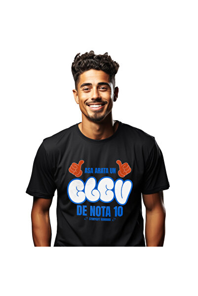 StoryGift Romania Tricou Barbati cu Maini Stil Mickey Mouse Scoala De Nota 10...