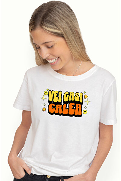 StoryGift Romania Tricou Femei Vei Gasi Calea, cu imprimeu pe Fata, 100% Bumb...