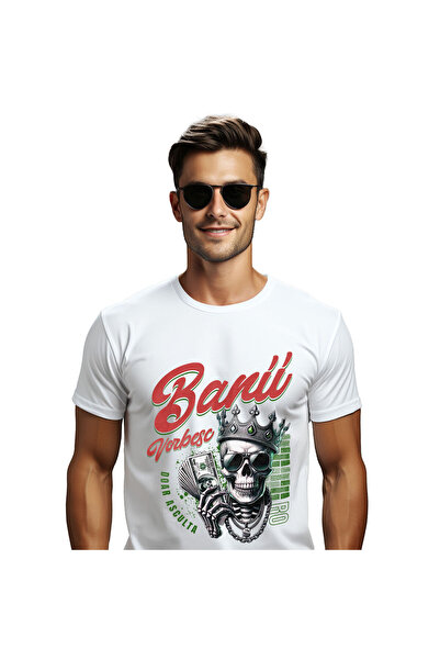 StoryGift Romania Tricou Barbati cu Craniu Cu Coroana De Rege Si Ochelari De ...