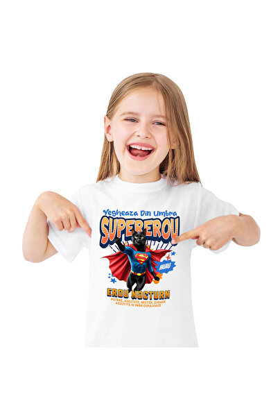 StoryGift Romania Tricou Copii cu Luptataor Box Puternic Cu Par Inalt Campion Supereroi Personaje ,White_10ANI