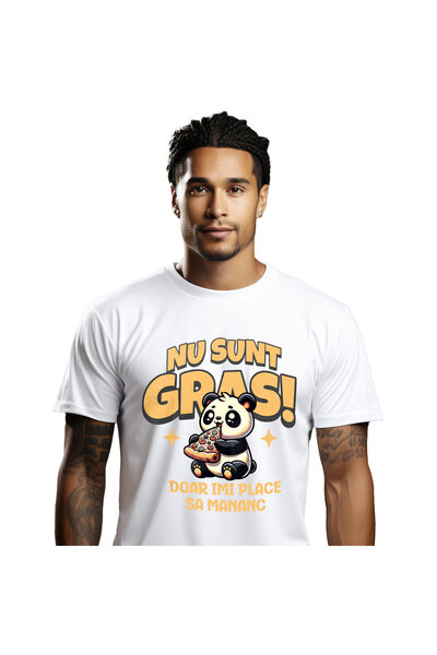 StoryGift Romania Tricou Barbati cu Panda Gras Cu Felie Pizza Vesel Text Haio...