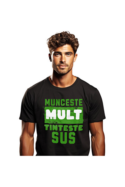 StoryGift Romania Tricou Barbati cu Mesaj Stil Graffiti Stradal Verde Motivat...