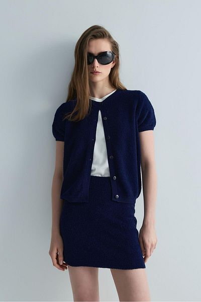 Suud Collection Navy Blue Ema Knitwear Cardigan