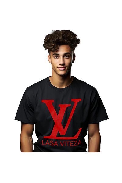 StoryGift Romania Tricou Barbati cu Simbol Firma DE Lux Milionar Haios LV Curse Ilegale cu imprime,Black_XL