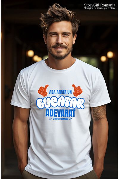 StoryGift Romania Tricou Barbati cu Maini Stil Mickei Mouse Text In Limba Romana Bucatar cu imprim,White_XS